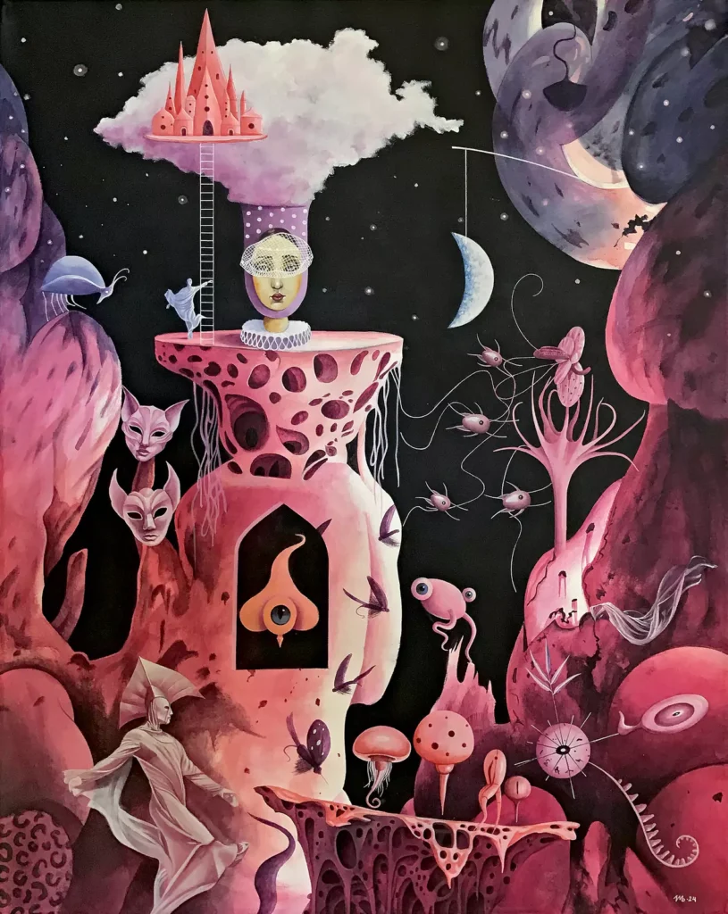 Obra de arte de Maria Brzozowska Lunarias dream 100 x 80 cm Acrílico sobre lienzo