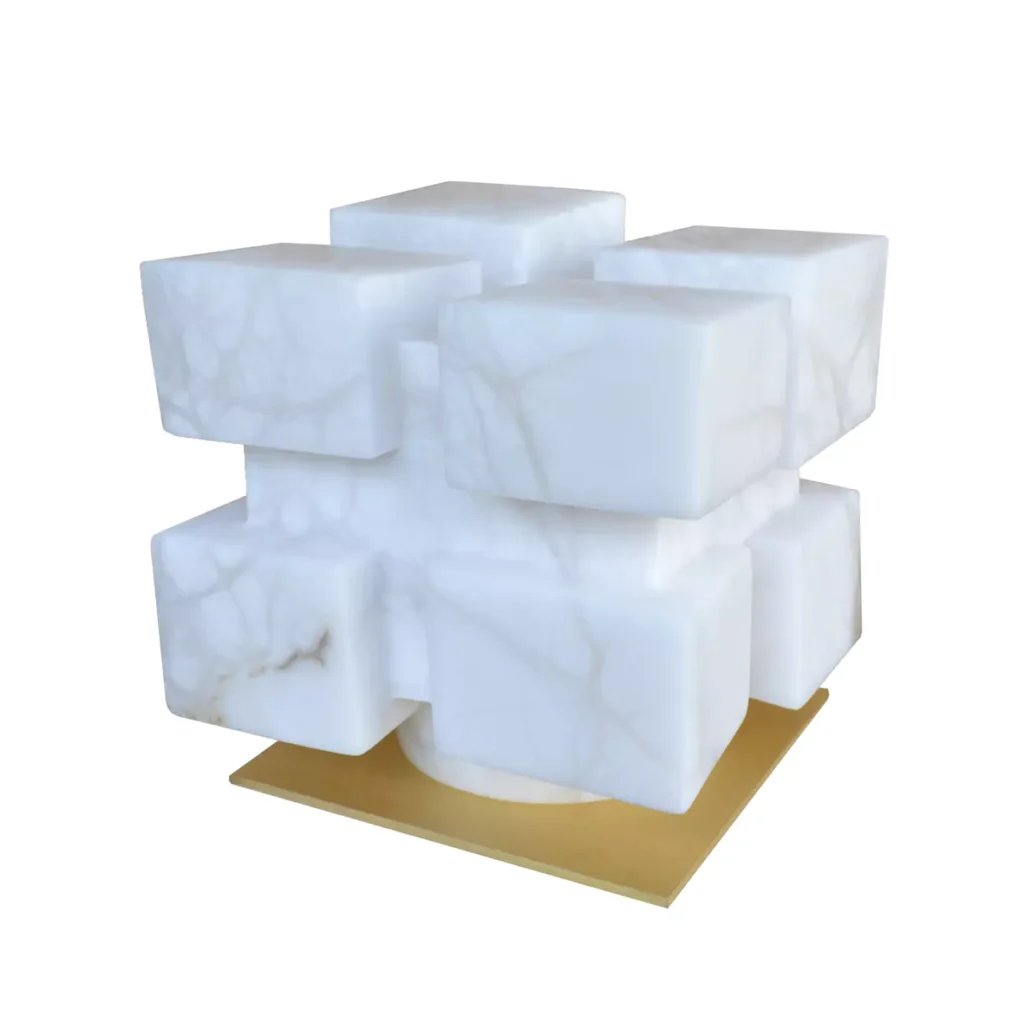 escultura de Borja Barrajón Cubidado-20-x-21-x-21-cm.-Alabastro-blanco-2024