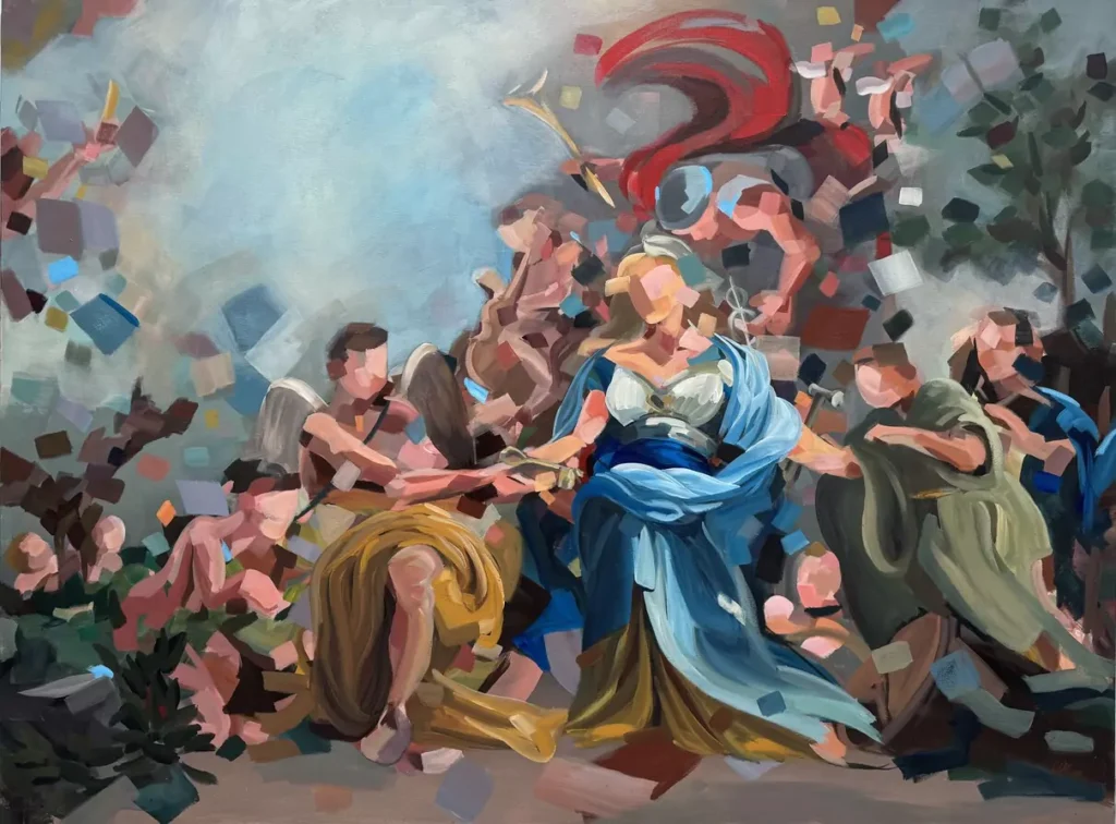 Obra de Claudia Alonso-Allende Minerva-150-x-200-cm.-Tecnica-mixta-sobre-lienzo-2024.