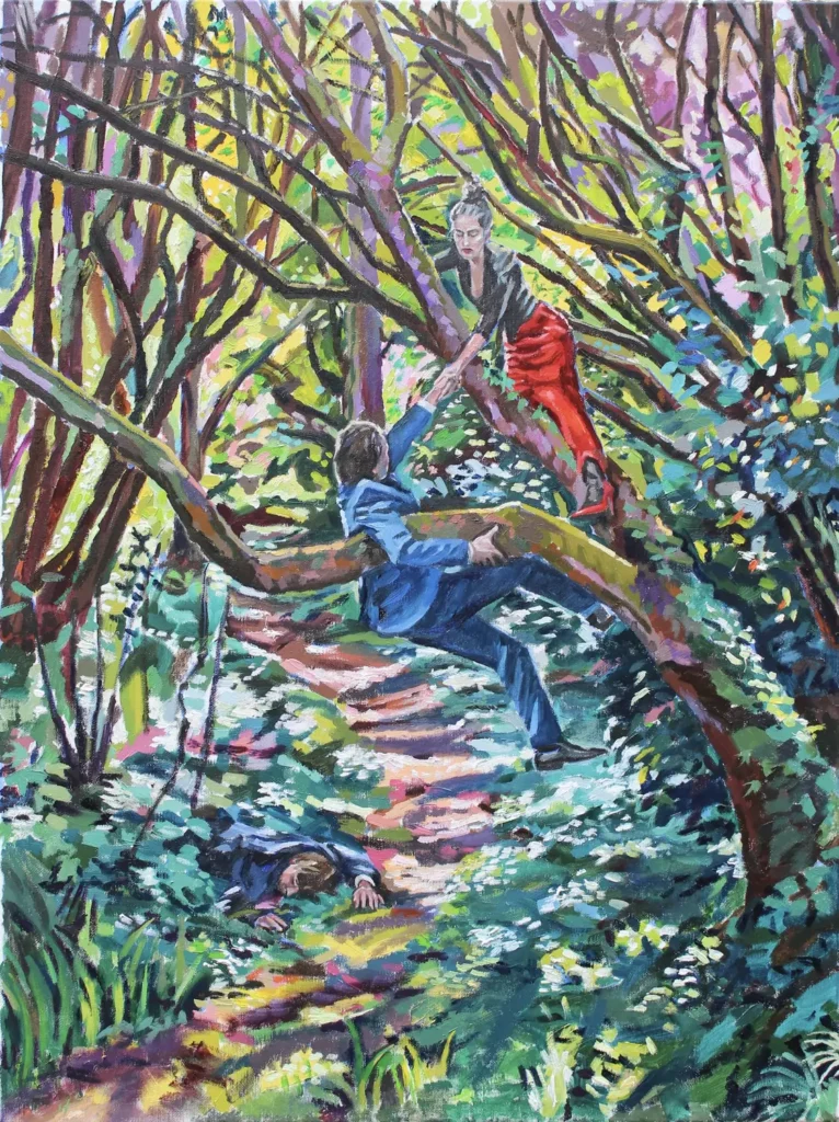 Obra de Víctor López-Rúa Una-visita-botanica-oleo-sobre-lienzo-81-x-60-cm.-2023