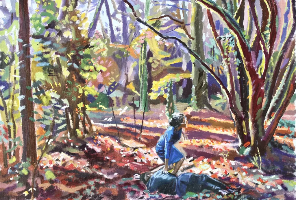 Obra de Víctor López-Rúa ¡Buenos días, Sr. del Lago!” Óleo sobre lienzo 35x50cm 2023