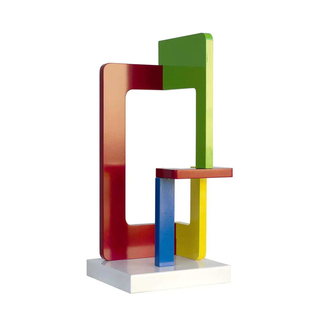 Escultura geométrica Candela Muniozguren Tetrix_05 - Acero lacado - 58 x 26 x 22 cm. 2024
