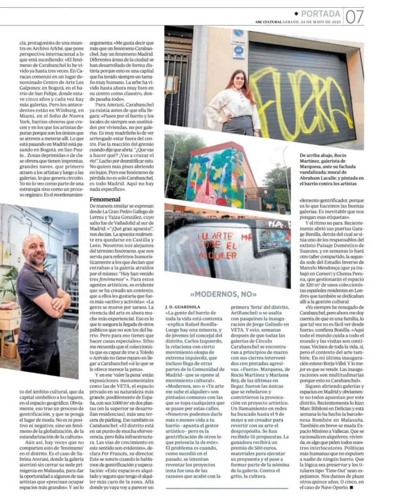 Noticia ABC Cultural sobre el concurso FUERA de Marquesa Gallery