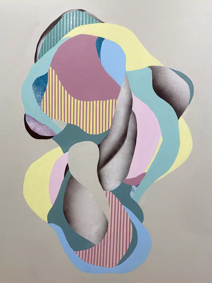 Efímero paraíso VII Acrílico y aerosol sobre lienzo 130 x 97 cm.