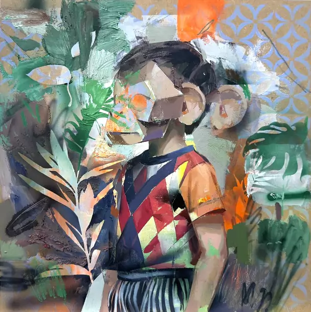 Monkey boy Óleo sobre tabla 40 x 40 cm.
