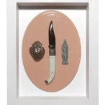 Breviario -Coltello exvoto Terracota, cerámica y madera 34 x 26 x 8 cm.